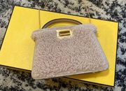 Fendi Nano Peekaboo Shearling Chain Shoulder Bag