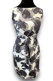 Women Black & White Floral Tie Casual Dress 6 Petites 6P