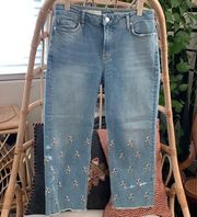 Pilcro and the Letterpress Anthro Floral Embroidered High Rise Crop Jeans - 26