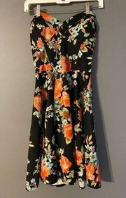 Emerald Sundae Floral Strapless Skater/Casual Dress Size 7