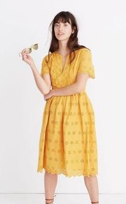 - NWT mustard scalloped eyelet mini dress