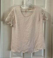 Liberty Love Blush/Cream Lace Short Sleeve Blouse Small