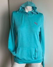 PUMA Dry cell teal long sleeve hooded t-shirt with pouch Women’s medium