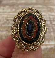 Vintage Gold Tone Sarah Coventry Old Vienna Adjustable Ring