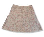 Eddie Bauer Skirt Size 12 A-Line Skirt Floral Print Flowers Casual 100% Cotton Ivory And Pink Women's Skirt 