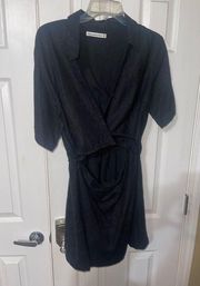 Abercrombie and Fitch Black Linen Cut Out Collared Dress