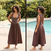 Free People  Alana Open-Back Striped Midi in Brown FP Beach Free-est XS