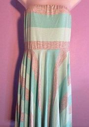 MAURICE'S Striped Strapless Dress Green/Gray Size Medium