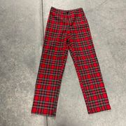 John Galt Red Plaid Slim Fit Trouser Pants