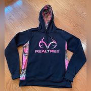 RealTree Women's Logo Print Hoodie Sweatshirt, Black Pink Camo