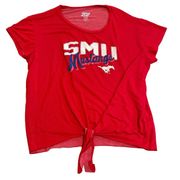 Blue 84 Red SMU Mustangs Short Sleeve Toe Front Top XL