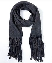 Lucky Brand Solid Brushed Scarf NWT Gray Classic Knit Scarf with Tassels
