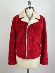 Saint Laurent Red Suede Boyfriend Shearling Jacket NWT XLarge