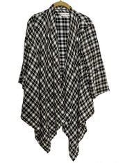 Knox Rose Plaid Waterfall Tassel Trim Cardigan Small