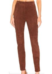 L'Academie Brown Suede Leather Pants Size SMALL Tapered Designer Revolve NEW