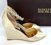 Badgley Mischka Women's Tahlia Embellished Open Toe Wedge Heels