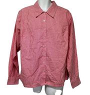 Cherokee red gingham plaid long sleeve button up Blouse Womens Plus Size 20W