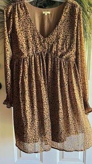 Kori America Pink Blush Taupe Leopard Print Chiffon Maternity Dress