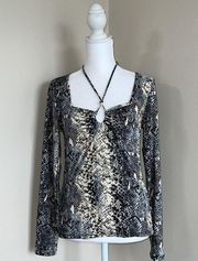 Lavish Snakeskin Print Long-sleeve Top