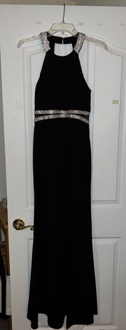 Black Jeweled open-back formal dress