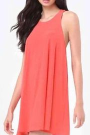 Chain Back Trapeze Dress Hot Coral Size XS