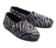 Toms NWT  Alpargata Zebra Black Gray Slip On Casual Flats Shoes Sz 9