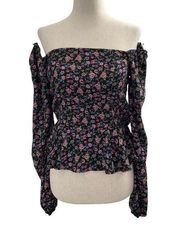 Trixxi Clothing Company Women Size Medium Floral Crop Top off The Shoulde 18-711