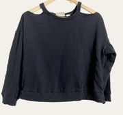 Anthropologie Maeve Black Cold-Shoulder Cotton Sweater Size M