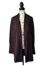Ann Taylor womens brown black cheetah print open lightweight cardigan sweater L