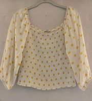 Polka Dot Puff Sleeve Top