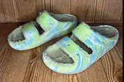 Crocs  Classic Marbled Tie Dye Double Strap Celery Aqua White Slides
Women’s 10