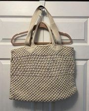 Crochet Ivory Beige Satchel Tote With Pouch A New Day Womens Tote NEW! Target!