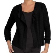 Faded Glory Black Yoke Back Pointelle Flyaway Cardigan