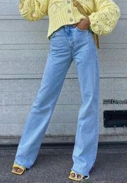 Sky Blue High Rise Wide Leg Jeans