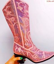 Triple Threads Pink Sequin Cowgirl Boots