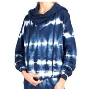 Young Fabulous and Broke  Piper Hoodie Blue Tie Dye Funnel Cowl Neck Cropped Medium