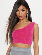 Pink Sparkly One Shoulder Tank