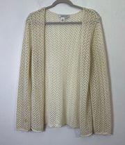 Vintage Coldwater Creek Ivory Off White Open Knit Open Cardigan Sweater XL