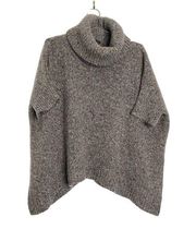 Theory Granito Liesele Turtleneck Sweater Grey & Rust Multi Chunky Knit