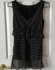 Karen Kane 100% Silk Ruffled Tie V-neck Sleeveless Blouse Extra Small