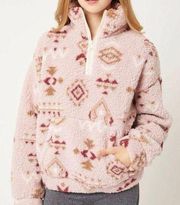 Love Tree NWT Aztec Sherpa faux fur quarter zip small