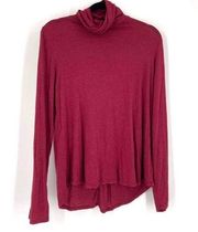 Prana Women's Cowl Neck Stretch High Low Hem Long Sleeve T-Shirt Red Size Large