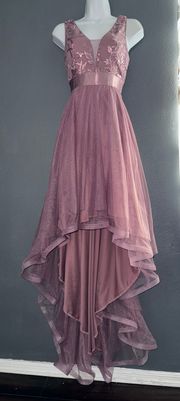 New w/ Tags Dusty Pink  High Low Formal Party Prom Dress Womens Small