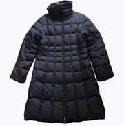 LAUNDRY Shelli Segal Women’s Down Filled Long Black Quilted Coat Sz Large