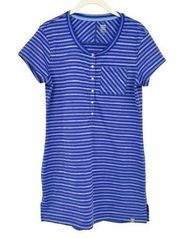 Title Nine Womens Striped Selkie Short Sleeve Athletic Fitted Dress Size S Blue