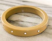 J Crew Chunky Acrylic Bangle Bracelet - Tan with Rhinestone Crystal Accent