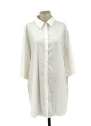 Melissa Nepton Mia Crisp Button Down Collared Shirt Off White Size Large