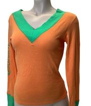 Von Dutch Orange and Green long sleeve tee size medium