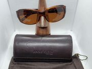 Ann Klein Brown Tortoiseshell Sunglasses, Case, & Dust Bag