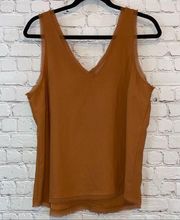 🇺🇸 Chelsea 28 V Neck & Back Sleeveless Tank Top Blouse Burnt Orange